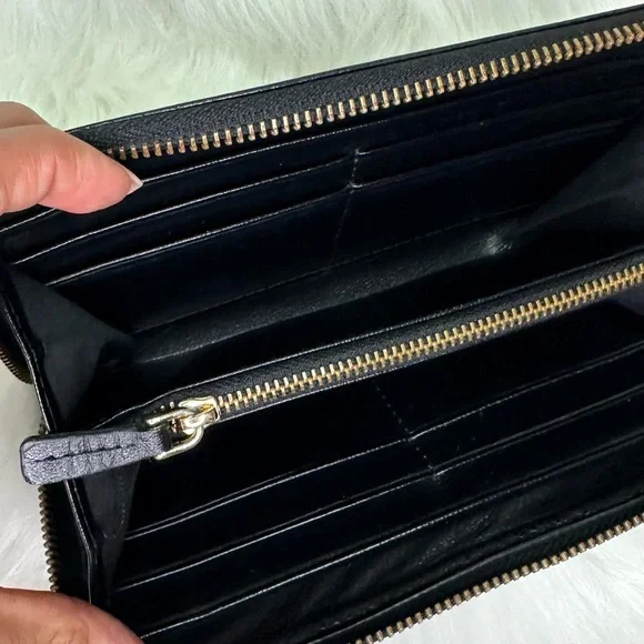 Authentic Miu Miu by Prada leather Black Croc Embossed Zip Around Wallet vintage